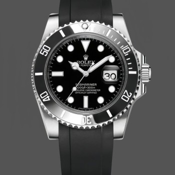 Replica Rolex Submariner 41 mm Uomo-126610LN-Cinturino in gomma nera-Calendario nero Nero