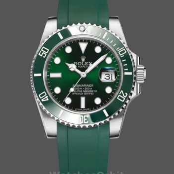 Replica Rolex Submariner 41 mm Uomo-126610LV-Cinturino in gomma verde-Comparatore nero Nero