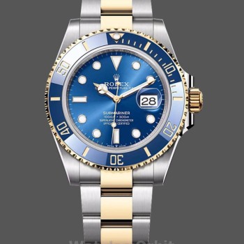 Replica Rolex Submariner 41 mm Uomo-126613LB-Ghiera blu-Giornale blu Blu