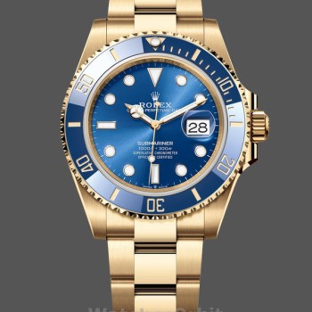 Replica Rolex Submariner 41 mm Uomo-126618LB-Oro giallo-Comparatore blu Blu