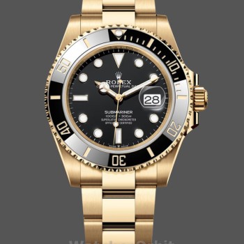 Replica Rolex Submariner 41 mm Uomo-126618LN-Oro giallo-Comparatore nero Nero