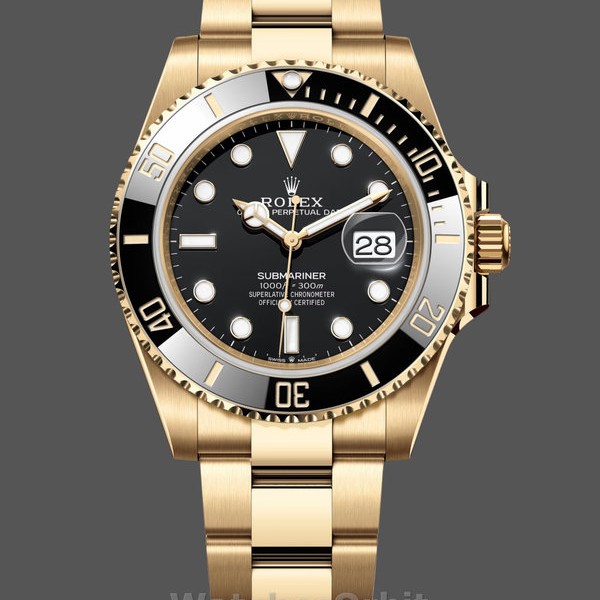 Replica Rolex Submariner 41 mm Uomo-126618LN-Oro giallo-Comparatore nero Nero