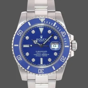 Replica Rolex Submariner 40 mm Uomo-16610-Acciaio inossidabile-Ghiera blu-Diamante quadrante blu