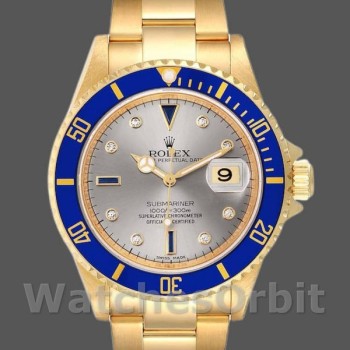 Replica Rolex Submariner 40mm Uomo-16618-Calrante serti-Ghiera azzurra Serti
