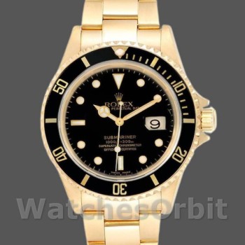 Replica Rolex Submariner 40 mm Uomo-16618-Oro giallo-Comparatore nero Nero