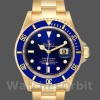 Replica Rolex Submariner 40 mm Uomo-16618-oro giallo-quadrante blu Blu