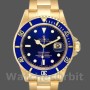 Replica Rolex Submariner 40 mm Uomo-16618-oro giallo-quadrante blu Blu