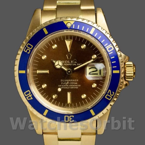 Replica Rolex Submariner 40 mm Uomo-1680/8-Calendario tropicale-Oro giallo Tropicale<br />