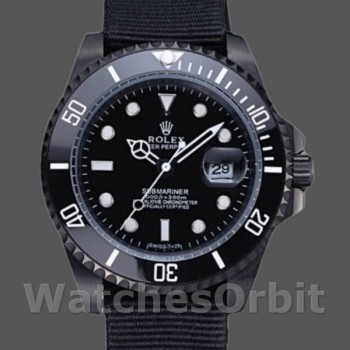 Replica Rolex Submariner 40 mm Uomo-622006-Cinturino in nylon nero-Comparto nero Nero