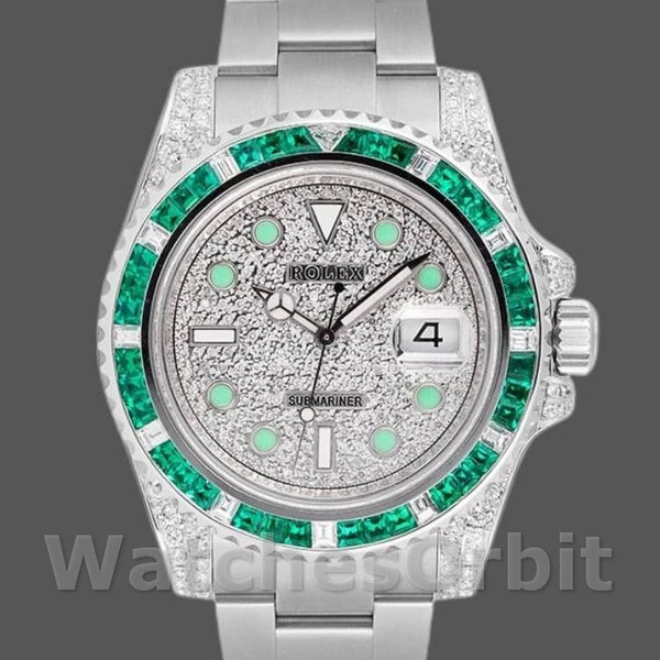 Replica Rolex Submariner Date 40mm Uomo-116610LN-Custom Diamond-Acciaio inossidabile con pavé di diamanti
