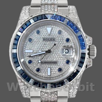 Replica Rolex Submariner Date 40mm Uomo-116610LN-Acciaio inossidabile-Ghiera con diamanti pavé di diamanti