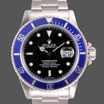 Replica Rolex Submariner 40 mm Uomo-16610-Ceramica blu-Comparto nero Nero