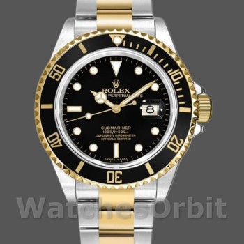 Replica Rolex Submariner Date 40 mm Uomo-16613LN-Oro giallo e acciaio inossidabile-Calendario nero Nero<br />