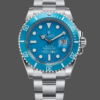 Replica Rolex Submariner Date 41-Turchese, oreficeria e complicazioni, quadrante blu, uomo