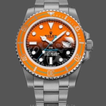 Replica Rolex Submariner DIW Persimmon Orange da uomo con quadrante in ceramica nera e lunetta arancione Arancione / Nero