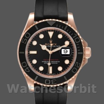 Replica Rolex Yacht-Master 40mm Uomo-116655-Dal quadrante nero all'oro Everose Nero
