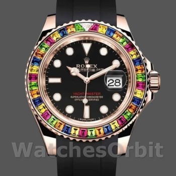 Replica Rolex Yacht-Master 116695-40mm, quadrante nero, cinturino in gomma nera, uomo, nero