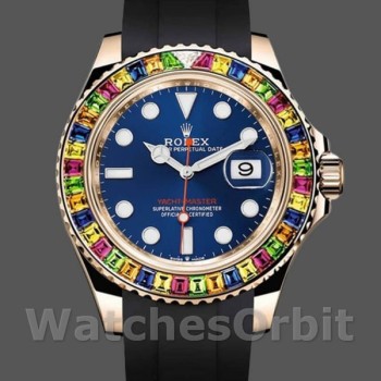 Replica Rolex Yacht-Master-116695, 40 mm, cinturino in caucciù nero, quadrante blu, Uomo Blu