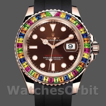 Replica Rolex Yacht-Master-116695, 40 mm, cinturino in caucciù nero, quadrante marrone, Uomo Marrone