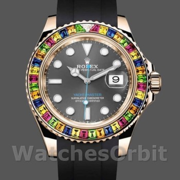 Replica Rolex Yacht-Master-116695 da uomo, 40 mm, cinturino in gomma nera, quadrante grigio, grigio da uomo