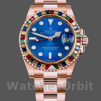 Replica Rolex Yacht-Master 116695-40mm, Oro Everose, Quadrante Blu, Uomo Blu