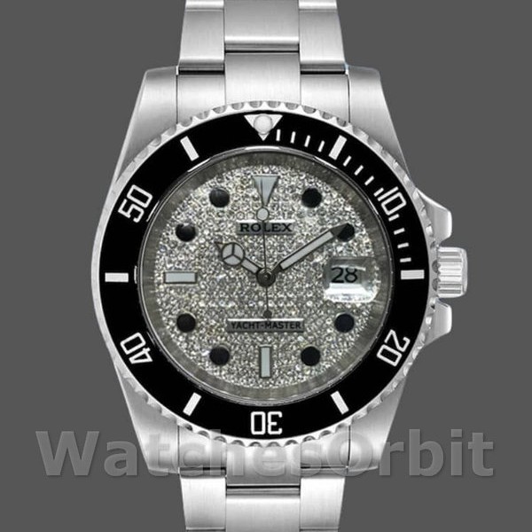 Replica Rolex Yacht-Master-116695 da uomo, 40 mm, acciaio inossidabile, quadrante con pavé di diamanti, uomo con pavé di diamanti