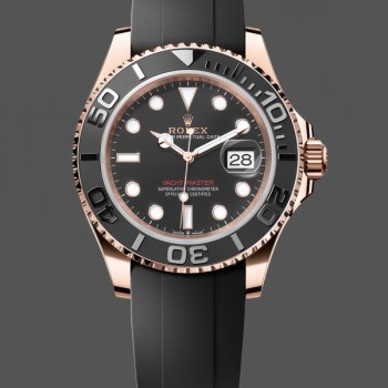 Replica Rolex Yacht-Master-126655 da uomo, 40 mm, automatico, quadrante nero, oro Everose 18 carati, nero