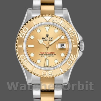 Replica Rolex Yacht-Master 35mm Unisex-168623-Acciaio e oro giallo-Comparto champagne Champagne