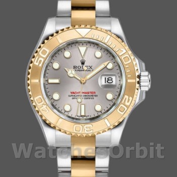 Replica Rolex Yacht-Master 35 mm Unisex-168623 - Acciaio e oro giallo - Quadrante in platino - Platino<br />