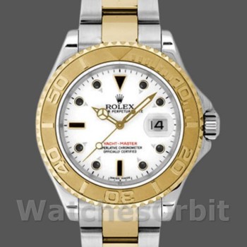 Replica Rolex Yacht-Master 35mm Unisex-168623-Acciaio e Oro Giallo-Comparatore Bianco Unisex