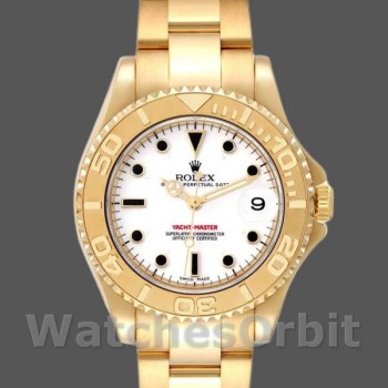 Replica Rolex Yacht-Master 35 mm Unisex-168628-Comparatore bianco-Oro giallo Bianco