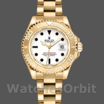 Replica Rolex Yacht-Master 29mm Donna-169628-Oro giallo-Comparatore bianco Bianco