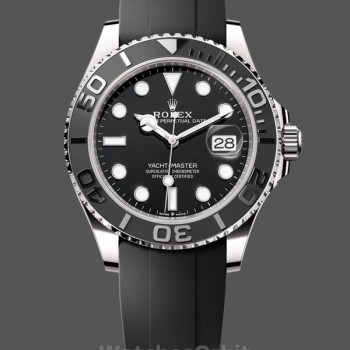 Replica Rolex Yacht-Master 42 mm Uomo-226659-oro bianco-quadrante nero Nero