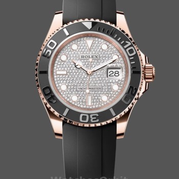 Replica Rolex Yacht-Master II-126655 da uomo, 40 mm, oro rosa, quadrante con pavé di diamanti, Pave di diamanti da uomo