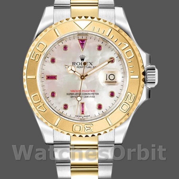 Replica Rolex Yacht-Master 40mm Uomo-16623-Acciaio e oro giallo-Comparto bianco MOP MOP