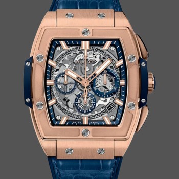 Replica Hublot Spirit of Big Bang King Oro con cronografo in pelle blu Uomo 641.OX.7180.LR Skeleton